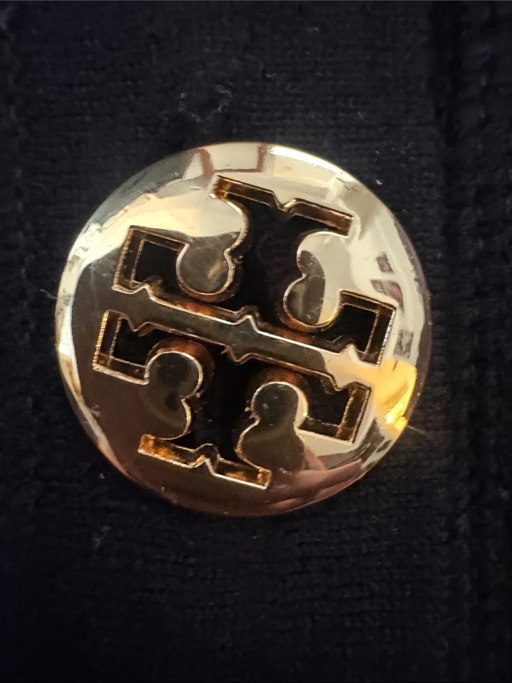 Tory Burch Black Cardigan with Gold Logo Buttons